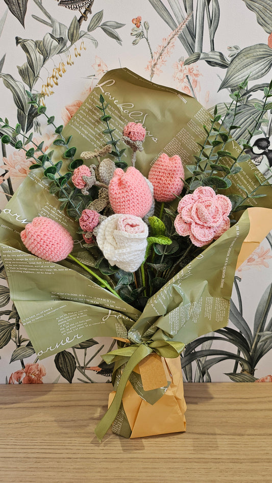 Bouquet au crochet rose