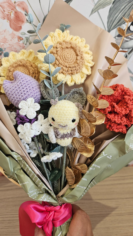 Bouquet au crochet avec petite abeille