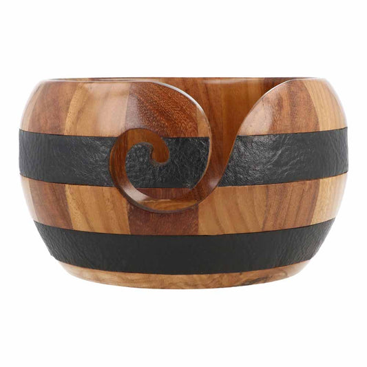 Bol à laine Scheepjes en teck, palissandre et cuir 15x9cm