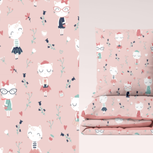Coton PREMIUM chat fille rose