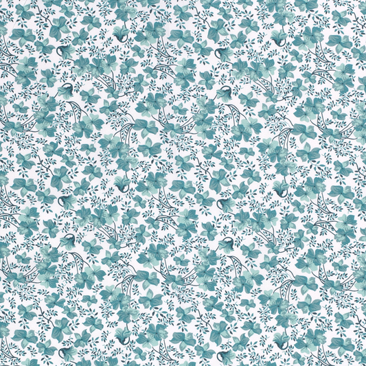 popeline de coton fleurs menthe